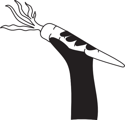 a hand holds and raises a carrot