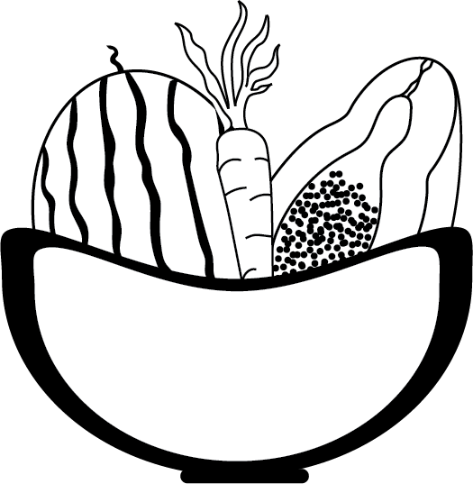 A fruit bowl filled with a watermelon, carrot, and papaya.